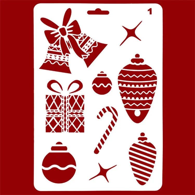 Christmas Cake Stencil Templates Decoration Mold Tools Coffee Decorating Molds (BPA-Free, No FDA Certificate)
