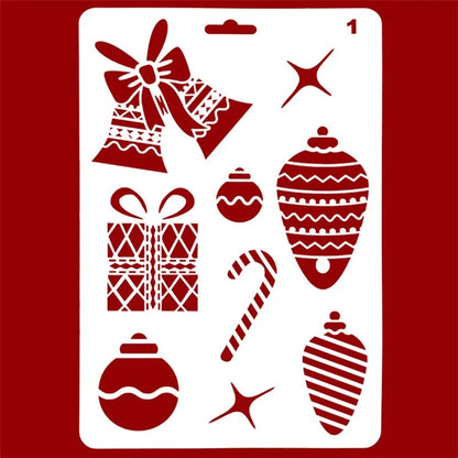 Christmas Cake Stencil Templates Decoration Mold Tools Coffee Decorating Molds (BPA-Free, No FDA Certificate)