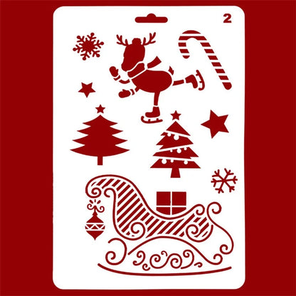 Christmas Cake Stencil Templates Decoration Mold Tools Coffee Decorating Molds (BPA-Free, No FDA Certificate)