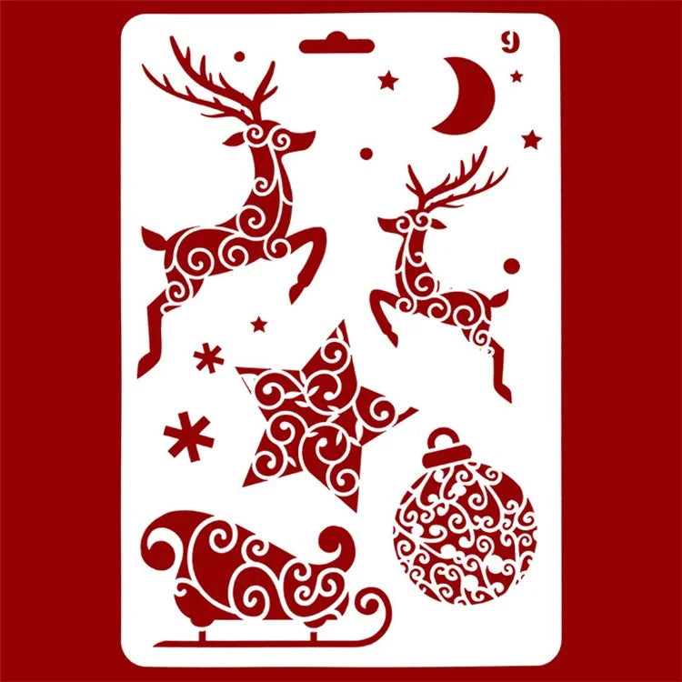 Christmas Cake Stencil Templates Decoration Mold Tools Coffee Decorating Molds (BPA-Free, No FDA Certificate)