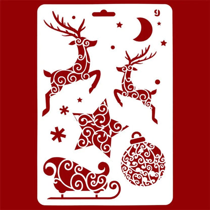 Christmas Cake Stencil Templates Decoration Mold Tools Coffee Decorating Molds (BPA-Free, No FDA Certificate)