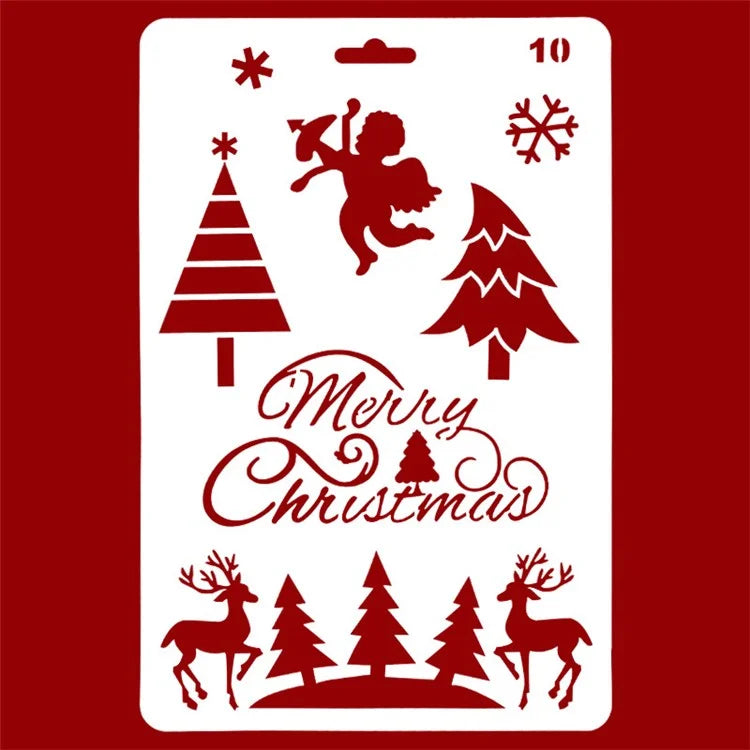 Christmas Cake Stencil Templates Decoration Mold Tools Coffee Decorating Molds (BPA-Free, No FDA Certificate)0