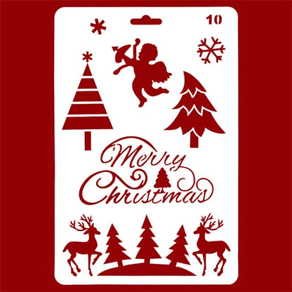 Christmas Cake Stencil Templates Decoration Mold Tools Coffee Decorating Molds (BPA-Free, No FDA Certificate)0