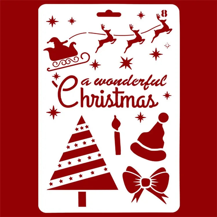 Christmas Cake Stencil Templates Decoration Mold Tools Coffee Decorating Molds (BPA-Free, No FDA Certificate)