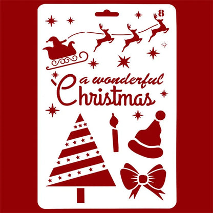 Christmas Cake Stencil Templates Decoration Mold Tools Coffee Decorating Molds (BPA-Free, No FDA Certificate)