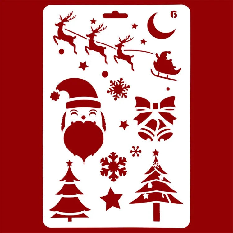 Christmas Cake Stencil Templates Decoration Mold Tools Coffee Decorating Molds (BPA-Free, No FDA Certificate)