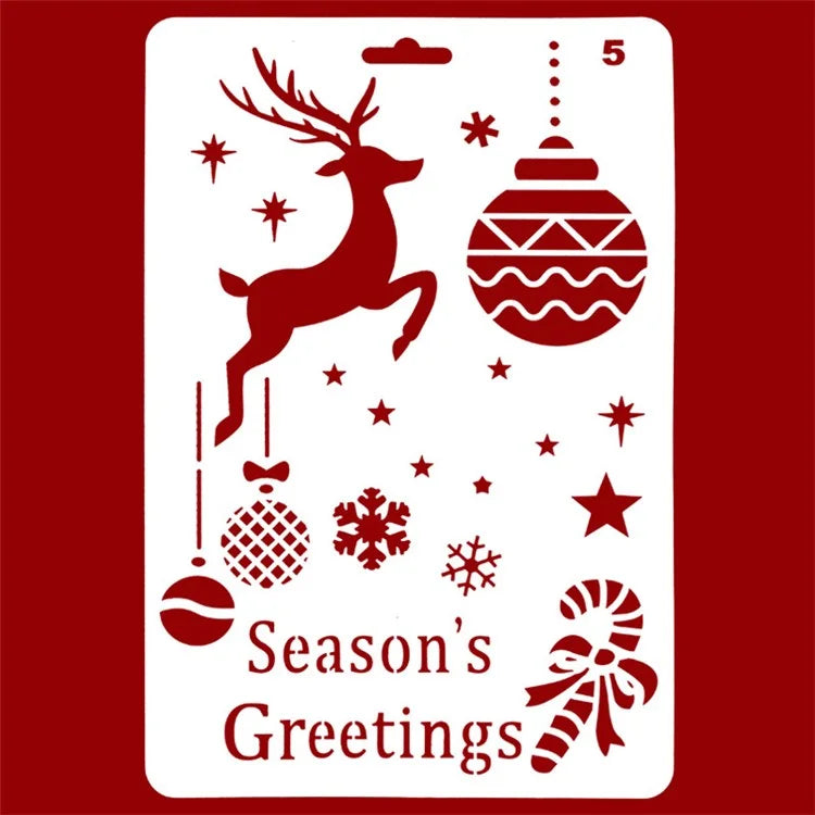 Christmas Cake Stencil Templates Decoration Mold Tools Coffee Decorating Molds (BPA-Free, No FDA Certificate)