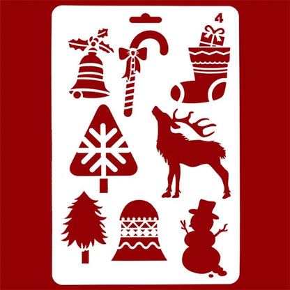 Christmas Cake Stencil Templates Decoration Mold Tools Coffee Decorating Molds (BPA-Free, No FDA Certificate)