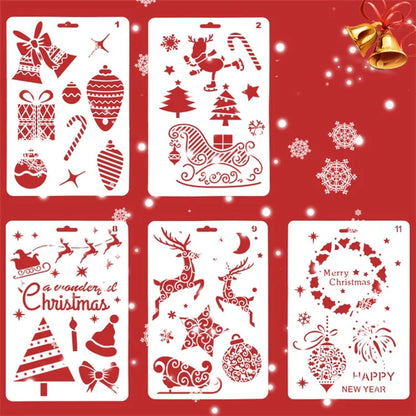 Christmas Cake Stencil Templates Decoration Mold Tools Coffee Decorating Molds (BPA-Free, No FDA Certificate)