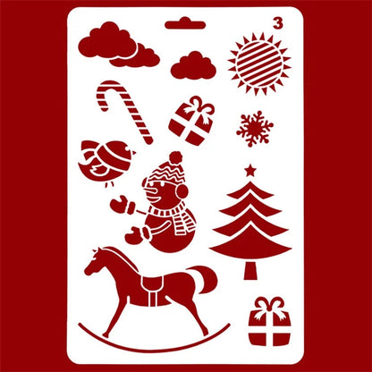 Christmas Cake Stencil Templates Decoration Mold Tools Coffee Decorating Molds (BPA-Free, No FDA Certificate)