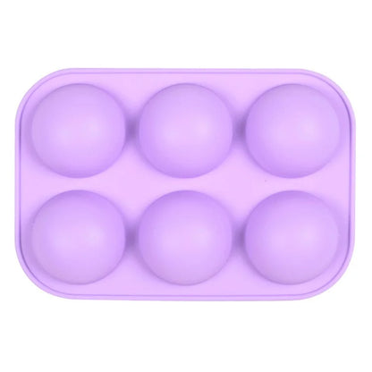 6 Cavity Small Semicircle Cake Baking Mold Silicone Chocolate Candy Non-stick Baking Tray (No FDA Certificate)