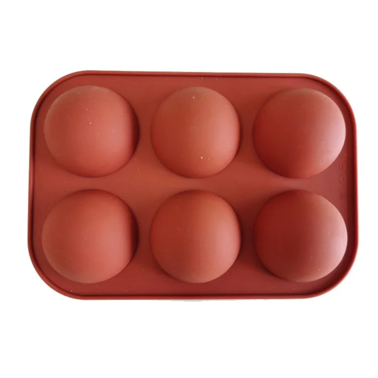 6 Cavity Small Semicircle Cake Baking Mold Silicone Chocolate Candy Non-stick Baking Tray (No FDA Certificate)