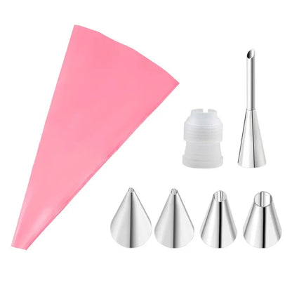 7Pcs / Set Icing Piping Nozzle Puff Cream Injector with Pastry Bag Christmas Cake Decorating Tools (No FDA Certificate)