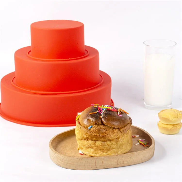 3Pcs / Set 4-inch 6-inch 8-inch Cake Baking Pan Silicone Round Cake Making Mold (BPA-Free, No FDA Certificate)