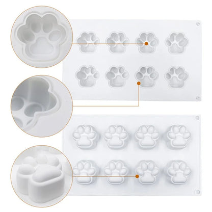 DG-15 Large Size 8-Cell Cat Claw Shape Mousse Cake Mold Jelly Pudding Silicone Mold (No FDA, BPA Free)