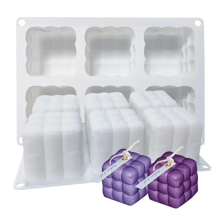 3D Magic Cube / Sofa Shape 6-grid Silicone Mold Mousse Cake Baking Mold (BPA Free, No FDA Certificate)