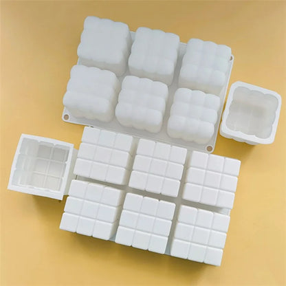 3D Magic Cube / Sofa Shape 6-grid Silicone Mold Mousse Cake Baking Mold (BPA Free, No FDA Certificate)