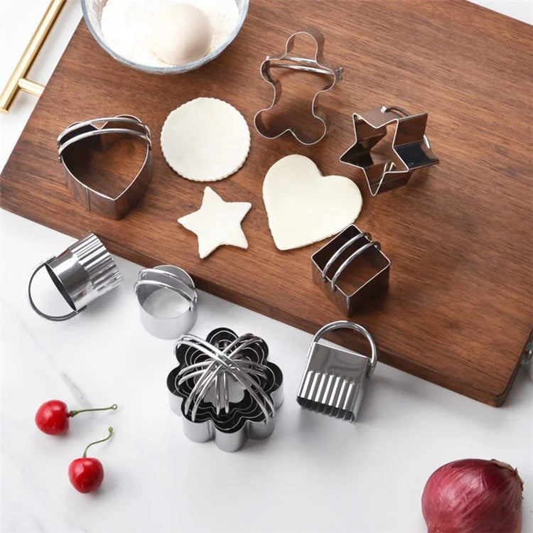 5Pcs / Set Stainless Steel Cookie Cutters with Handle Mousse Cake Baking Mold (BPA Free, No FDA)