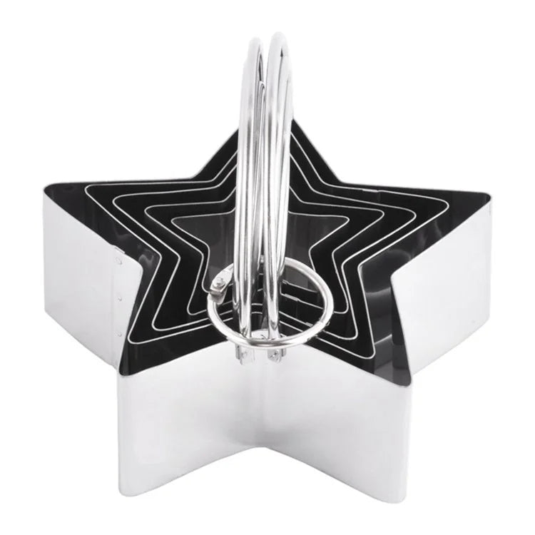 5Pcs / Set Stainless Steel Cookie Cutters with Handle Mousse Cake Baking Mold (BPA Free, No FDA)