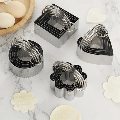 5Pcs / Set Stainless Steel Cookie Cutters with Handle Mousse Cake Baking Mold (BPA Free, No FDA)