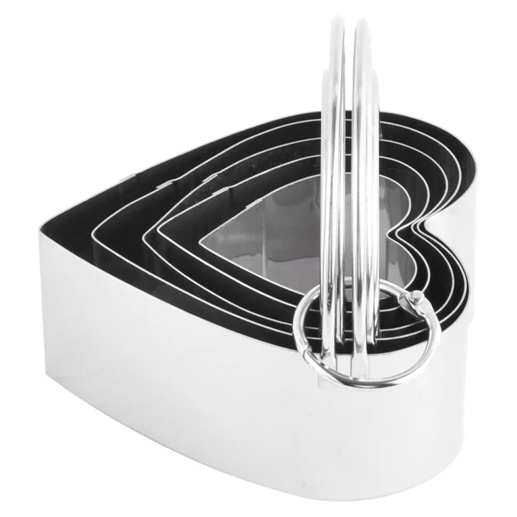 5Pcs / Set Stainless Steel Cookie Cutters with Handle Mousse Cake Baking Mold (BPA Free, No FDA)