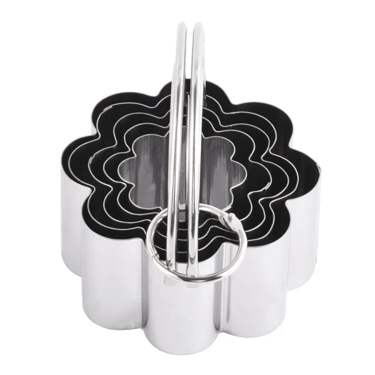 5Pcs / Set Stainless Steel Cookie Cutters with Handle Mousse Cake Baking Mold (BPA Free, No FDA)