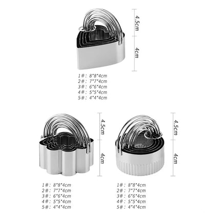 5Pcs / Set Stainless Steel Cookie Cutters with Handle Mousse Cake Baking Mold (BPA Free, No FDA)