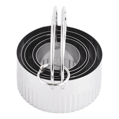 5Pcs / Set Stainless Steel Cookie Cutters with Handle Mousse Cake Baking Mold (BPA Free, No FDA)+Wavy Edge