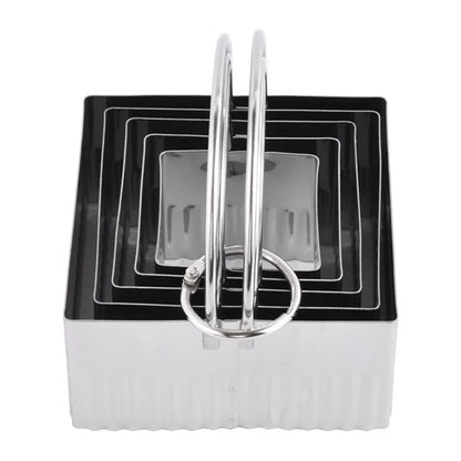 5Pcs / Set Stainless Steel Cookie Cutters with Handle Mousse Cake Baking Mold (BPA Free, No FDA)+Wavy Edge