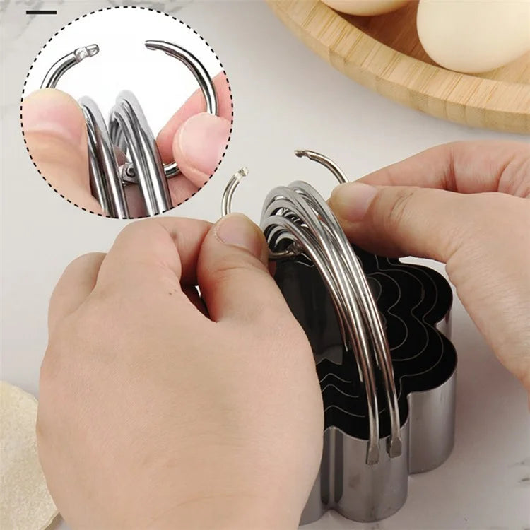 5Pcs / Set Stainless Steel Cookie Cutters with Handle Mousse Cake Baking Mold (BPA Free, No FDA)+Wavy Edge