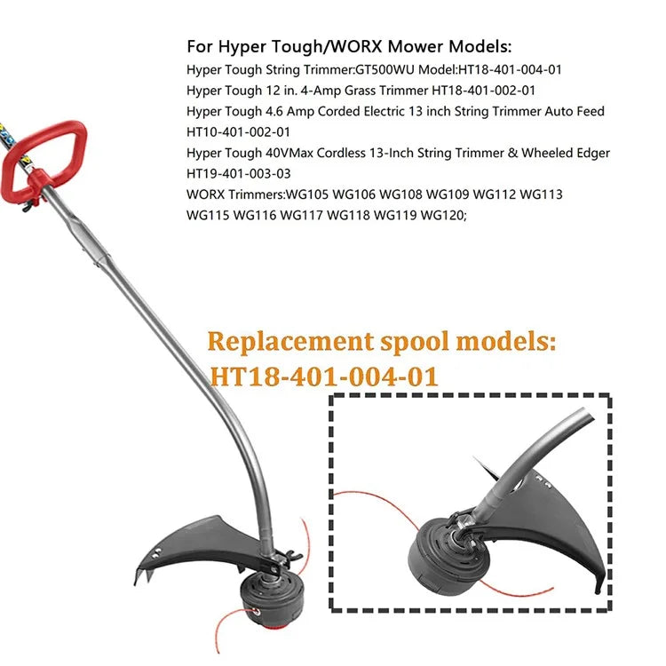 8Pcs Line Spool for Hyper Tough String Trimmer / Worx WG117 / WG118 Nylon Rope Wire Reels, HT18-401-004-01