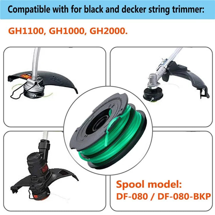10Pcs Spool for Black & Decker GH1100 / GH1000 Type 4 / Type 3 / Type 2 / Type 1 Lawn Mower Part, DF-080-BKP