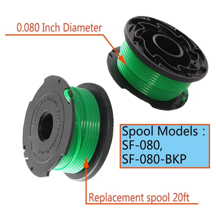 4Pcs Spool for Black & Decker GH3000 / GH3000R / LST540 / LST540B Lawn Mower Part, SF-080-BKP