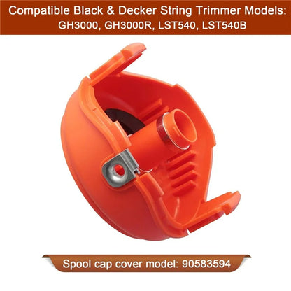 2Pcs Spool Cap for Black & Decker GH3000 / GH3000R / LST540 / LST540B Lawn Mower Spare Part, 90583594
