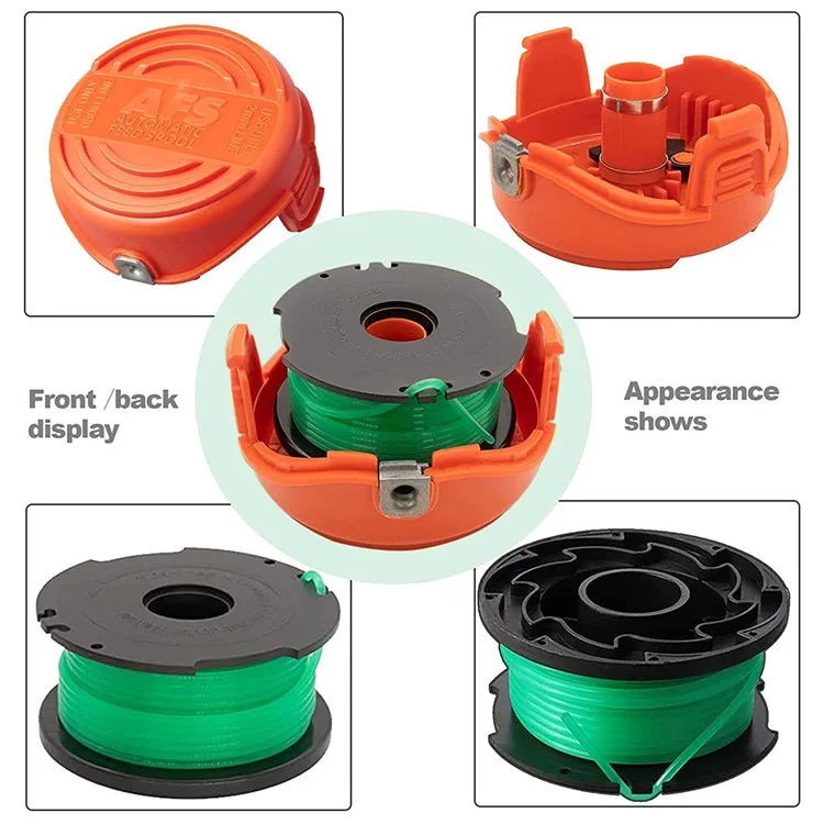 2 Spool Cap + 10 Replacement Spool for Black & Decker GH3000  /  GH3000R  /  LST540  /  LST540B Lawn Mower Spare Part, SF-080-BKP / 90583594
