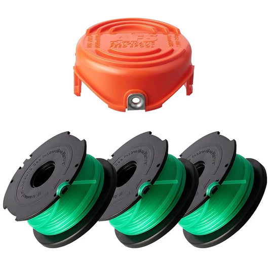 1 Spool Cap + 3 Replacement Spool for Black & Decker GH3000  /  GH3000R  /  LST540  /  LST540B Lawn Mower Spare Part, SF-080-BKP / 90583594