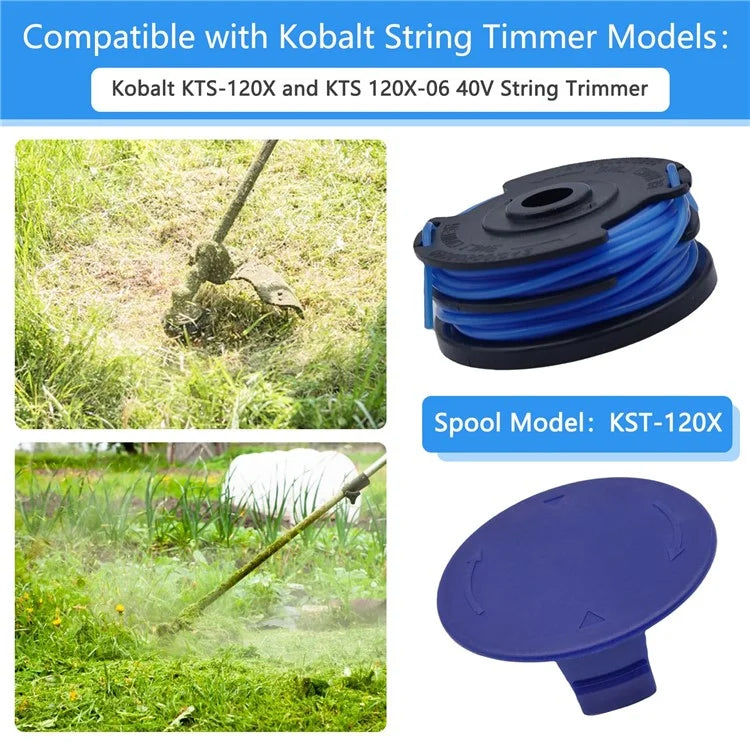 6 TLG-03 Spool + 2 TLK-01 Spool Cap for Kobalt KST 120X  /  120X-06 Lawn Mower Replacement Part