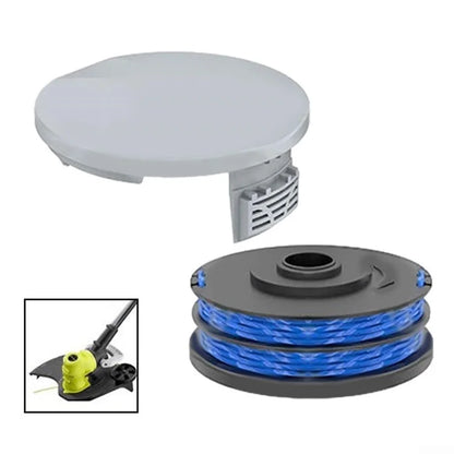 2 RAC122 Spool Cap + 6 RAC123 Spool for Ryobi RLT6030 / RLT5127 / RLT5027 / RLT4125 / RLT4027 Lawn Mower