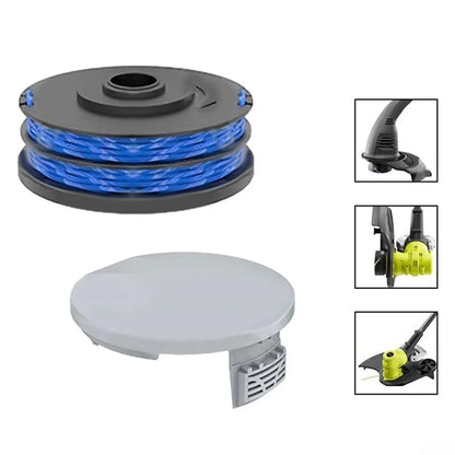 2 RAC122 Spool Cap + 6 RAC123 Spool for Ryobi RLT6030 / RLT5127 / RLT5027 / RLT4125 / RLT4027 Lawn Mower