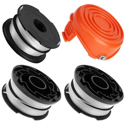 3 Replacement Spool + 1 Spool Cap for Black & Decker GH750  /  GH710  /  GH700 Lawn Mower, DF-065-BKP / RC-065-P&90517175