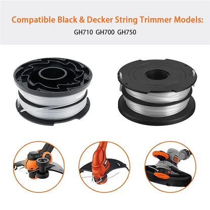 3 Replacement Spool + 1 Spool Cap for Black & Decker GH750  /  GH710  /  GH700 Lawn Mower, DF-065-BKP / RC-065-P&90517175