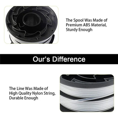 3 Replacement Spool + 1 Spool Cap for Black & Decker GH750  /  GH710  /  GH700 Lawn Mower, DF-065-BKP / RC-065-P&90517175