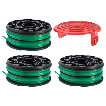 For Black & Decker Lawn Mower 3 DF-080-BKP Nylon Wire Spools + 1 RS0011 Spool Cap