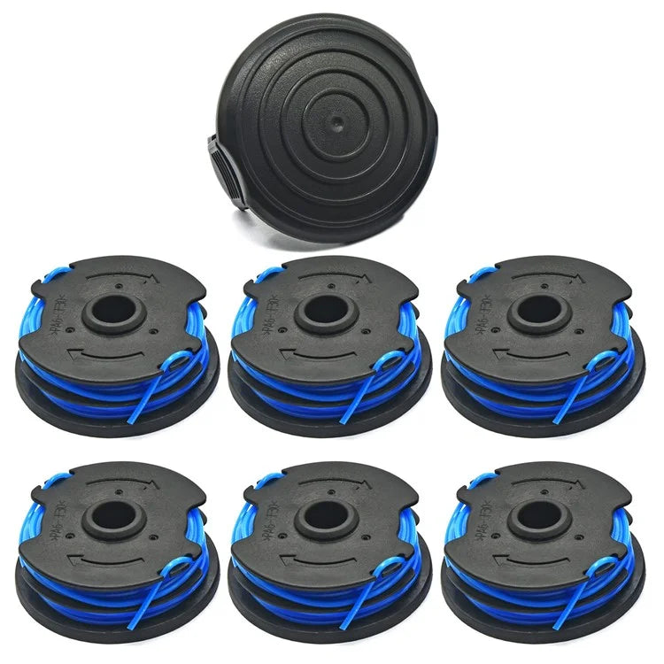 TLW-04+TLW-05 6Pcs Replacement Spool + 1Pc Spool Cap for Harbor Freight Bauer 20115E-B Bauer Corded BAUER 5.5Amp 15 in Electric String Trimmer