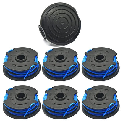TLW-04+TLW-05 6Pcs Replacement Spool + 1Pc Spool Cap for Harbor Freight Bauer 20115E-B Bauer Corded BAUER 5.5Amp 15 in Electric String Trimmer