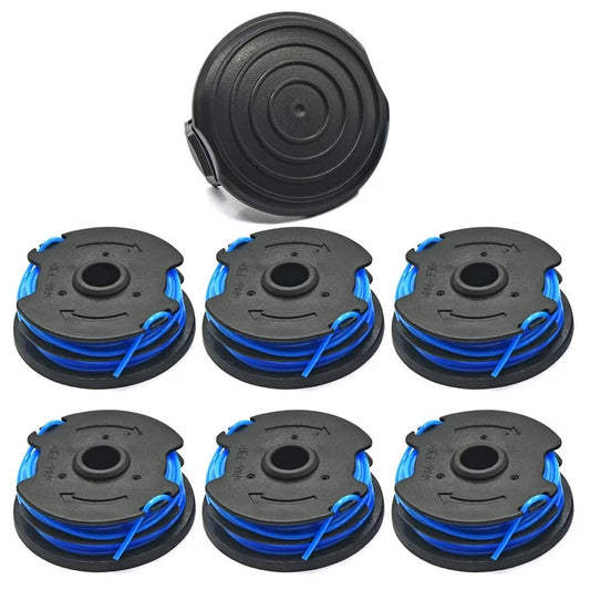 TLW-04+TLW-05 6Pcs Replacement Spool + 1Pc Spool Cap for Harbor Freight Bauer 20115E-B Bauer Corded BAUER 5.5Amp 15 in Electric String Trimmer