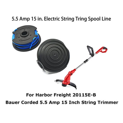 TLW-04+TLW-05 6Pcs Replacement Spool + 1Pc Spool Cap for Harbor Freight Bauer 20115E-B Bauer Corded BAUER 5.5Amp 15 in Electric String Trimmer