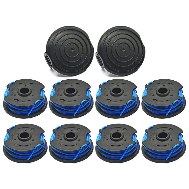 TLW-04+TLW-05 8Pcs Replacement Spool + 2Pcs Spool Cap for Harbor Freight Bauer 20115E-B Bauer Corded BAUER 5.5Amp 15 in Electric String Trimmer