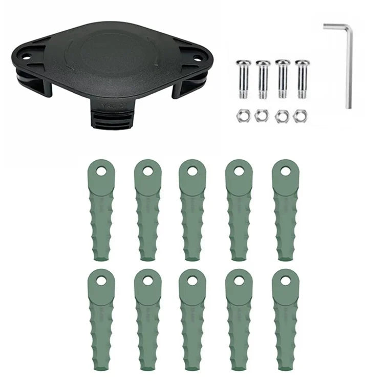 Trimmer Head + 10 Blades for Bosch ART 2300  /  26 SL  /  23 SL  /  23-28 Lawn Mower Part, EVRG-01+RS-0001 Dark Green