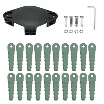 Trimmer Head + 20 Blades for Bosch ART 2300  /  26 SL  /  23 SL  /  23-28 Lawn Mower Part, EVRG-01+RS-0001 Dark Green